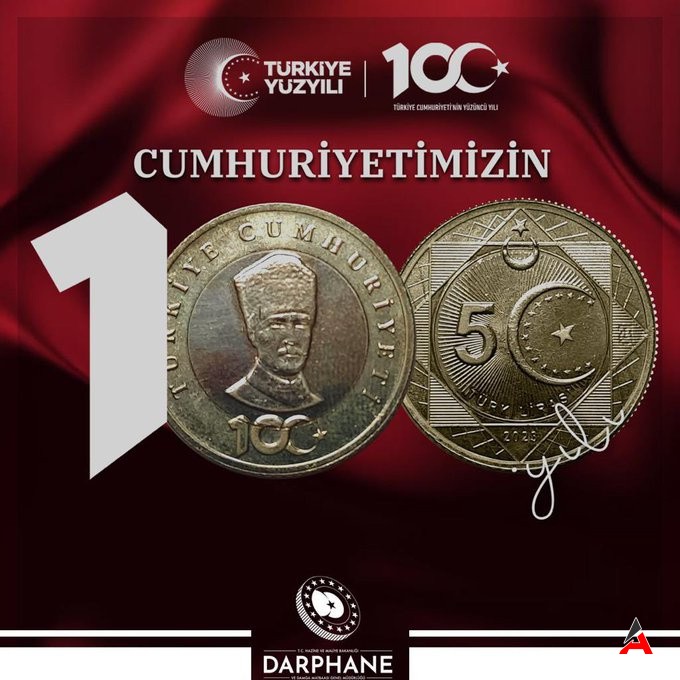 Türkiye Cumhuriyeti'nin 100. Yılına Özel 'Hatıra Para' Basıldı (2)